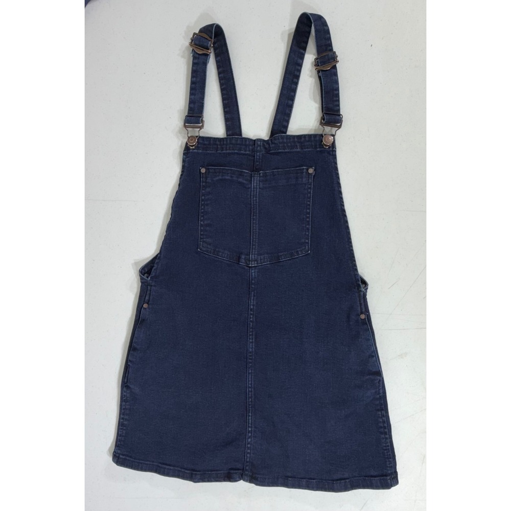 Zara Trafaluc Overall Mini Dress Small Dark Wash Pinafore Mini Stretch Utility